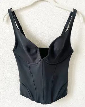 Skims Cotton Shapewear Corset Soot Size Small Retro Feminine Neutral thumbnail 1