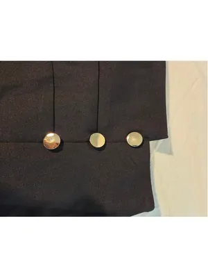 High Waisted Asymmetric Button Accent Pencil Skirt Front Slit Black Size L W-164 thumbnail 2