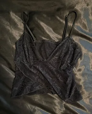 Black Lace Crop Shein Top thumbnail 1