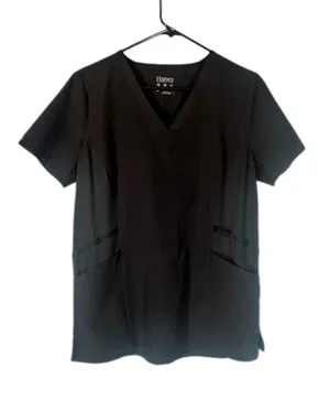Hanes Women’s Black V-Neck Short Sleeve Comfort Fit Scrub Top Size Small thumbnail 1