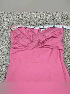 Petal & Pup Rosetta Strapless Midi Dress Pink 2 Twist Knot Linen Blend Cutout thumbnail 6