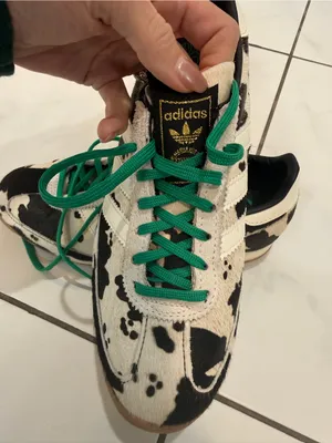 adidas Cow Print Sneakers w/ Green Laces - 7.5 - like new / pony hair (runs big) thumbnail 6