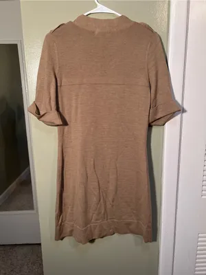 Banana Republic Women’s Size Small Short Sleeve Sweater Dress Tan Brown Buttons thumbnail 7