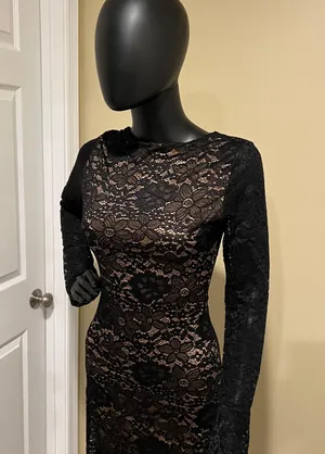 Long Lace Slim Maxi Dress Slim Fit Bodycon Dress Long Sleeve thumbnail 3