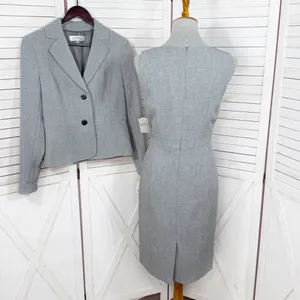 Kasper Sheath Dress Blazer Suit Women 4 Sharkskin Grey‎ Professional Business thumbnail 5