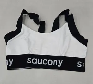 Saucony White and Black Logo Band Sports Bra Size S thumbnail 1