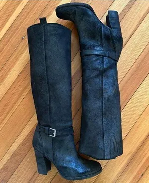 Belle by Sigerson Morrison Hayley Distressed Suede Knee-High Boots Size 8 thumbnail 1