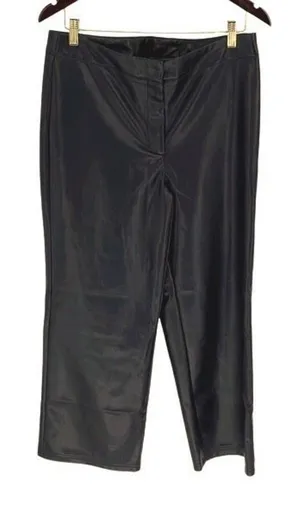 Bagatelle Womens Wide Leg Crop Mid Rise Zip Faux Leather Pants Black Size Medium thumbnail 1