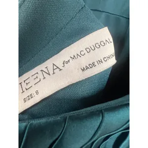 Ieena for Mac Duggal 26909 Pleated High Neck Kitten Bow Midi Dress Teal 8 thumbnail 7