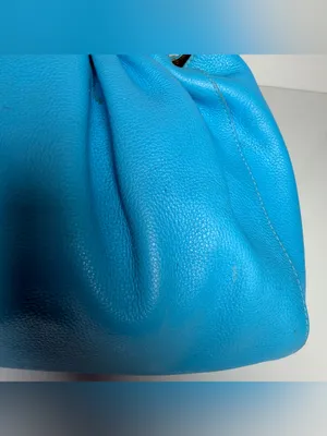 Dulce Brazilian Leather Light Robin Blue Slouchy Satchel Top Handle Hobo Purse thumbnail 11