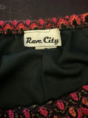 Vintage Rave City Skirt Womens Medium Multicolor Crochet Knit Pencil Lined Party thumbnail 3