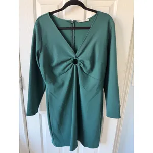 Abercrombie & Fitch Green Long Sleeve‎ Cutout Mini Dress Women's V-Neck Front XL thumbnail 5