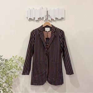 J.ING Jing Brown Stripe Long Casual Blazer Suit Jacket Size Small NWT thumbnail 2