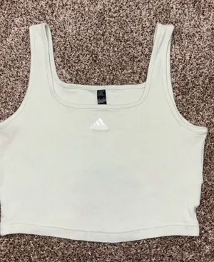 Adidas Ribbed Crop Tank Top in Mint XS thumbnail 1
