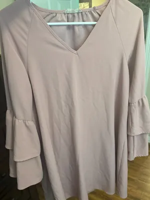 Altar'd State Dusty Pink Tiered Bell Sleeve V-Neck Dress thumbnail 2