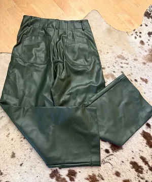 Maeve The Colette Green Faux Leather Crop Wide-Leg Pants Size 29 thumbnail 1