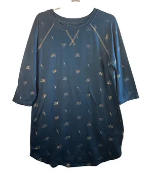 Harry Potter Sleep Shirt‎ Nightgown Blue Gold Foil Logo Lightning Bolt Size S-M thumbnail 1