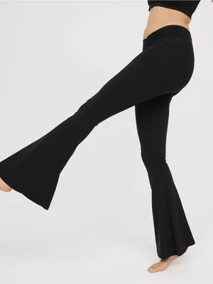Aerie Offline Real Me High Waisted Crossover Super Flare Legging Black thumbnail 4