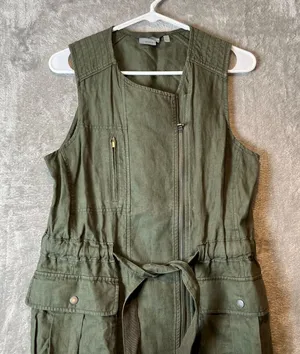 Athleta Wanderbout‎ Olive Green Linen Utility Vest Size XS thumbnail 1