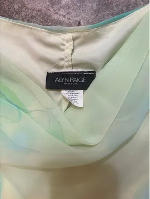 Alyn Paige Y2K Chiffon Dress Floral Asymmetrical Cowl Neck Fairy Midi USA thumbnail 2