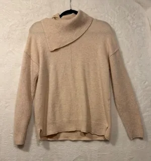 Sundance 100% Cashmere Asymmetrical Turtleneck‎ Sweater Peach Pink RN106205 thumbnail 1