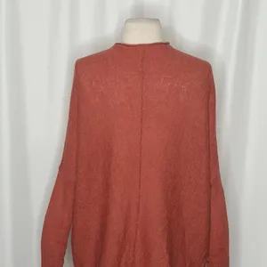 FREE PEOPLE Sadie V Neck Sweater Pullover Wool Alpaca Ruching Sunset Red Small thumbnail 8