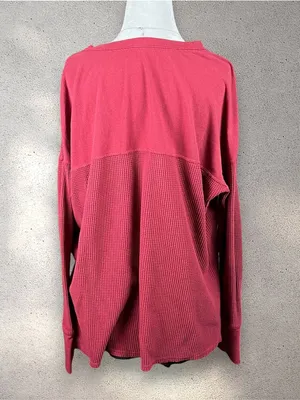 Offline by Aerie Waffle Henley Women's M Red Long Sleeve Thumbs Y2K Bella Swan thumbnail 2