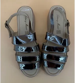Lidias y Maria's Platform Sandals Women Size 10 Pewter Good Metallic Strappy thumbnail 1