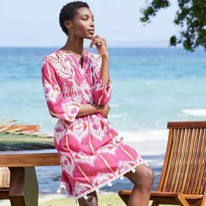 Soft Surroundings Womens Ikat Tunic Dress Size M Embroidered Beach Resort Boho thumbnail 2