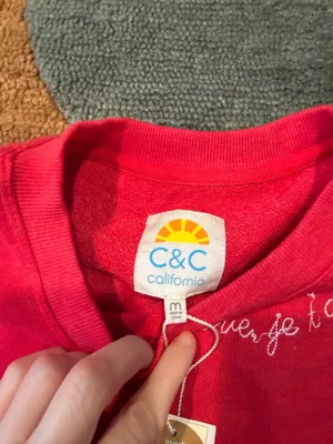 NWT C&C California Red Crewneck Sweatshirt Hearts Love Women’s Size Medium thumbnail 5