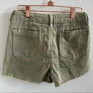 American Eagle Muted Army Green Button Fly Fray Hem Shorts Cargo Utility Style thumbnail 2