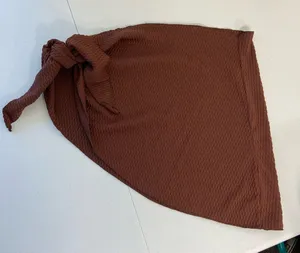 EUC women’s chocolate brown textured high low swimsuit tie‎ hip swim cover up L thumbnail 1