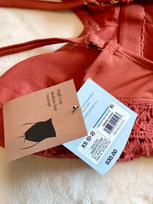 NWT Shade & Shore Orange Crochet One-Piece Swimsuit - Size: Extra Small thumbnail 4