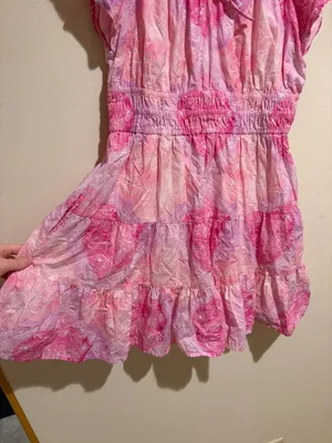 Roller Rabbit Pipette Tiered Mini Dress Pink Floral Short Sleeve thumbnail 7