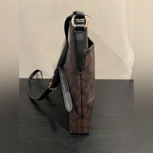 Women’s Coach Signature File Crossbody F58297 Brown Black Coated Canvas Bag thumbnail 3