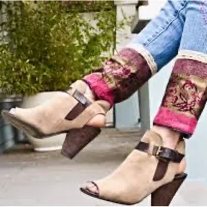 Franco Sarto‎ Buckle Peep Toe Stacked Suede Heeled Booties Size 8.5 A16 thumbnail 1