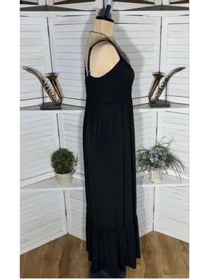 Maggy London black babydoll maxi dress hippie boho tiered whimsigoth homecoming thumbnail 3