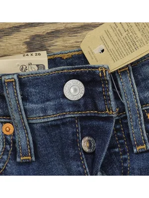 NWT Levi's Straight Jeans Button Fly High Rise Indigo Here We Go Blue 24x28 thumbnail 9
