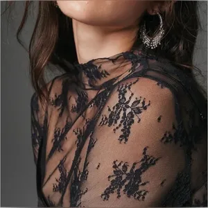 Black Lace Sheer Long Sleeve Boatneck Top Sz L NWT thumbnail 5
