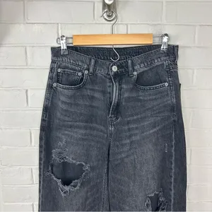 American Eagle Black Washed Denim Skater Jeans Size 4 Long thumbnail 5