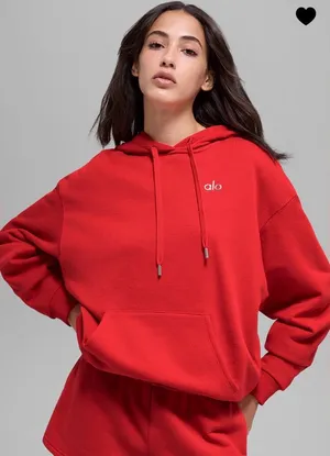 ALO Yoga NWT Accolade Hoodie Bright Red Color Unisex Oversized Size M thumbnail 1