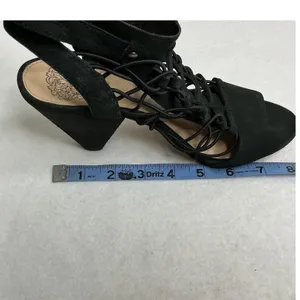 Vince Camuto Black Suede Cage Lace Up Block Heel Sandals Women thumbnail 10