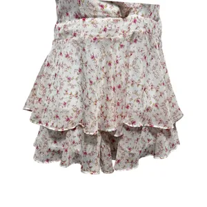 Alter'd State Women Babydoll Cottage Romper‎ M Ivory Pink Floral Ruffle Romantic thumbnail 4