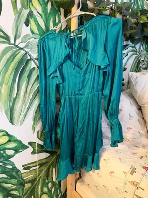 Mustard seed satin green dress S thumbnail 3