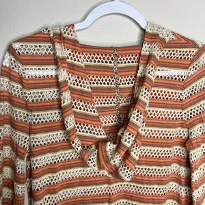 We The‎ Free Women's Striped Crochet V-Neck Top Festival Size S thumbnail 4