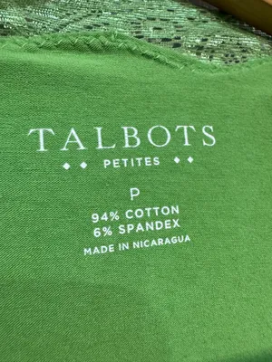 Green Talbots Square Neck Lace Trim Cami Tank Top Size SP EUC thumbnail 5