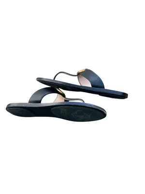 Gucci Marmont GG Thong Sandals EU 37 US 7 Black Leather Flat Flip Flop Slides thumbnail 5