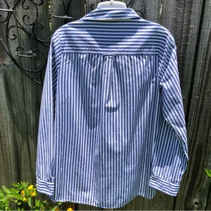 Heritage 1981 Medium Blue & White Striped Button Up thumbnail 7