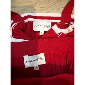 Freshman 1996 Womens Red White Cable Knit 2 Piece Crop Top and Mini‎ Skirt Set S thumbnail 2