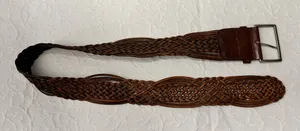 Leather Belt Braided Women's Size M Brown Retro Vintage Wide Flexible Classic thumbnail 1
